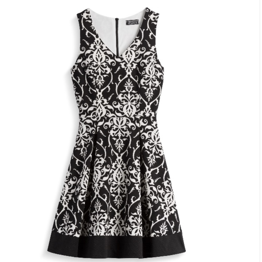 Stitch Fix Black & White Fit and Flare Knit Dress